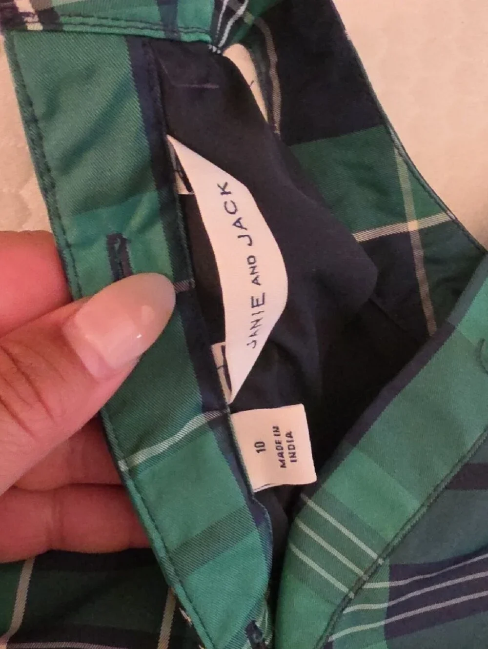 Janie and Jack Green and Navy Plaid Dress